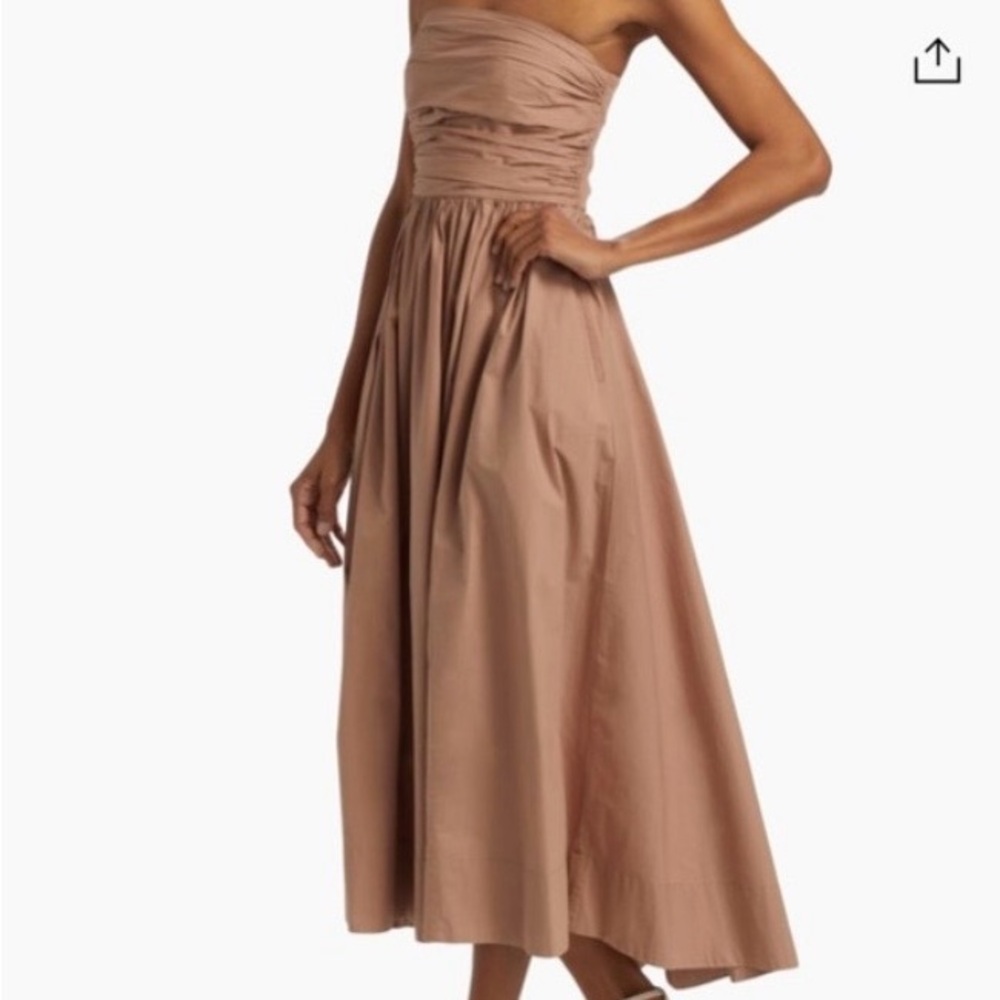 XiRENA Strapless Ruched Bodice Maxi Dress in Taupe - Picture 3 of 6
